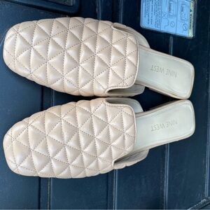 Nine West Tan Textured Mules with Quilted Sole